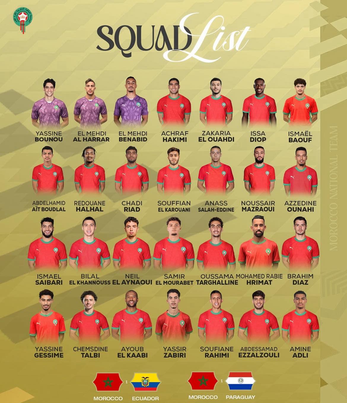 Liste Maroc matchs amicaux 2026 : Ouahbi dévoile les joueurs convoqués