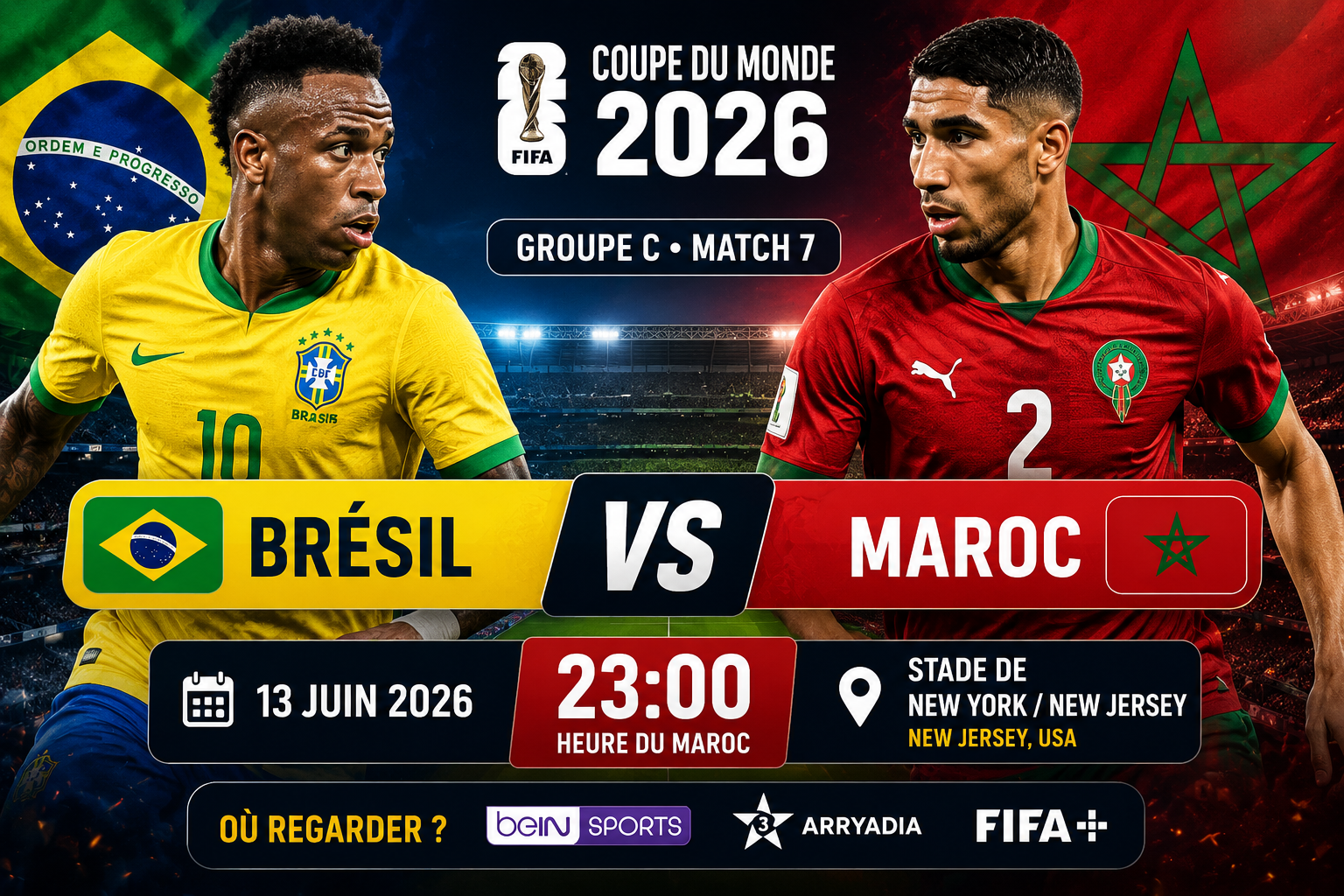 البرازيل ضد المغرب: الموعد والقنوات الناقلة لمباراة كأس العالم 2026